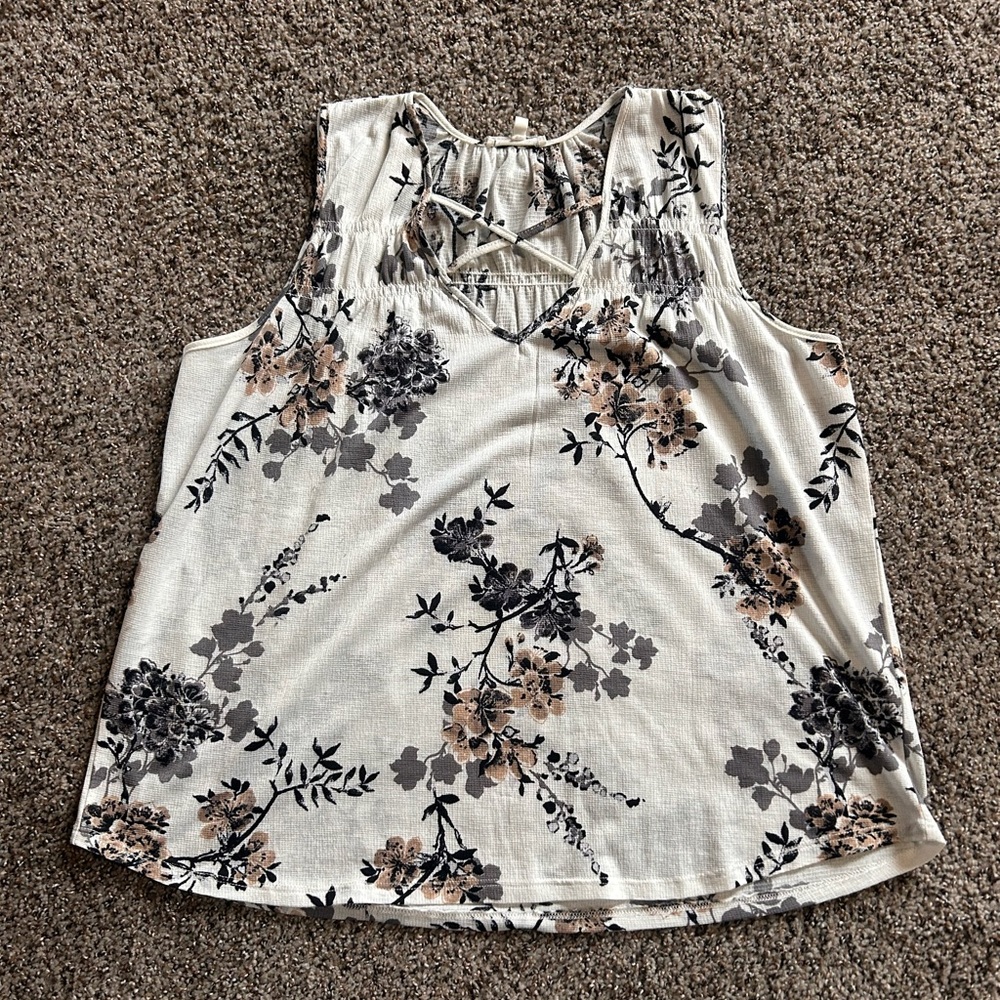 Maurices Floral Crisscross Sleeveless Top Size XL